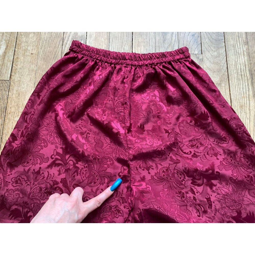 GOLD LABEL VICTORIA'S SECRET Burgundy Maroon Floral Jacquard Pajama Set ~ Small - Picture 10 of 11